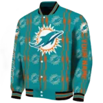 customized miami dolphins bolt stripe aqua varsity jacket best selling