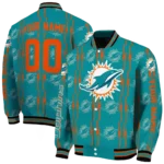 customized miami dolphins bolt stripe aqua varsity jacket best selling