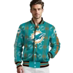 customized miami dolphins bolt stripe aqua varsity jacket best selling