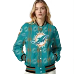 customized miami dolphins bolt stripe aqua varsity jacket best selling