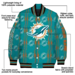 customized miami dolphins bolt stripe aqua varsity jacket best selling