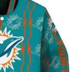 customized miami dolphins bolt stripe aqua varsity jacket best selling