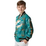 customized miami dolphins bolt stripe aqua varsity jacket best selling