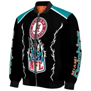 customized miami dolphins claw blood aqua black bomber jacket best selling