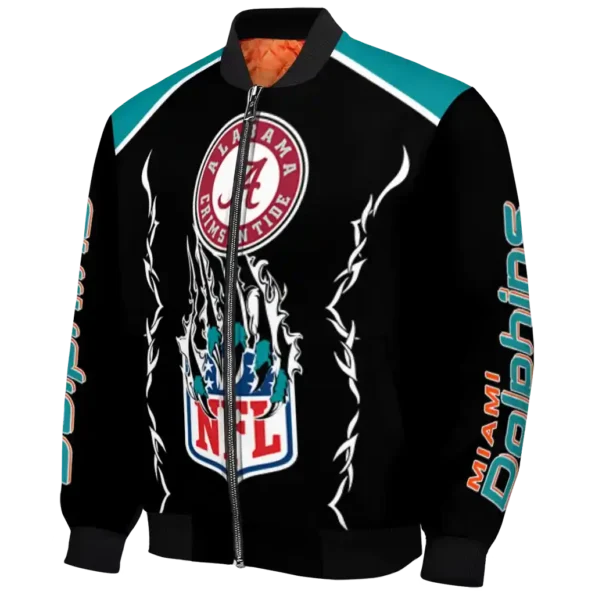 customized miami dolphins claw blood aqua black bomber jacket best selling