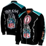customized miami dolphins claw blood aqua black bomber jacket best selling