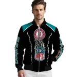 customized miami dolphins claw blood aqua black bomber jacket best selling