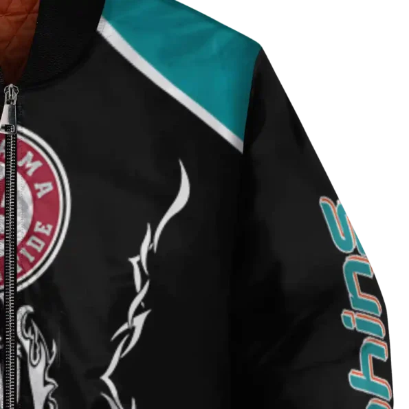 customized miami dolphins claw blood aqua black bomber jacket premium grade