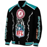 customized miami dolphins claw blood aqua black varsity jacket best selling
