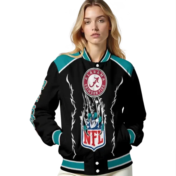 customized miami dolphins claw blood aqua black varsity jacket latest model
