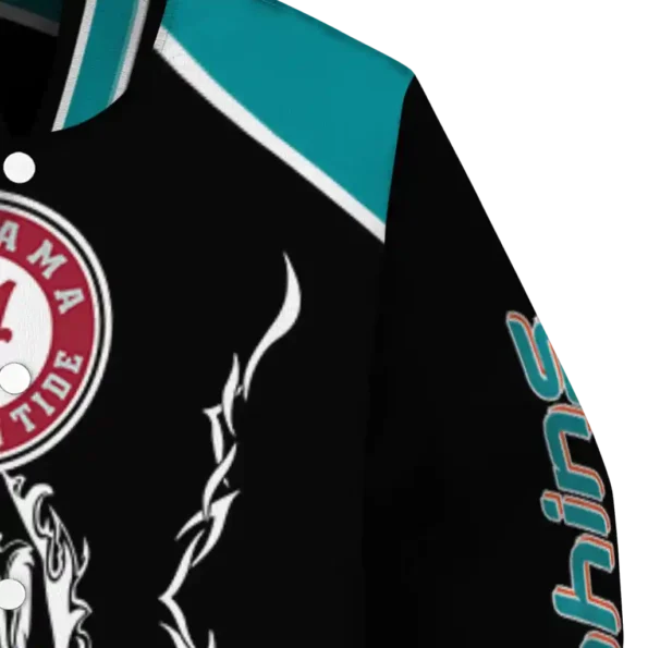customized miami dolphins claw blood aqua black varsity jacket premium grade