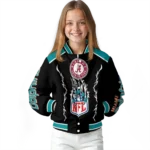 customized miami dolphins claw blood aqua black varsity jacket best selling