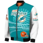 customized miami dolphins ferris arena aqua white bomber jacket best selling