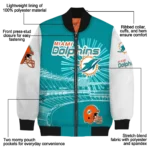 customized miami dolphins ferris arena aqua white bomber jacket best selling