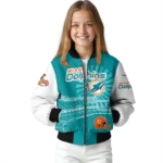 customized miami dolphins ferris arena aqua white bomber jacket best selling