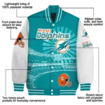 customized miami dolphins ferris arena aqua white varsity jacket best selling