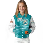 customized miami dolphins ferris arena aqua white varsity jacket best selling