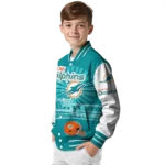 customized miami dolphins ferris arena aqua white varsity jacket best selling