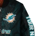 customized miami dolphins hexagon mesh aqua black bomber jacket best selling