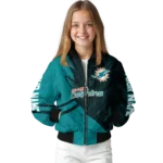 customized miami dolphins hexagon mesh aqua black bomber jacket best selling