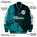 customized miami dolphins hexagon mesh aqua black varsity jacket best selling