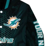 customized miami dolphins hexagon mesh aqua black varsity jacket best selling
