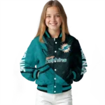 customized miami dolphins hexagon mesh aqua black varsity jacket best selling