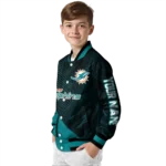 customized miami dolphins hexagon mesh aqua black varsity jacket best selling