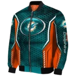 customized miami dolphins power plate aqua bomber jacket best selling