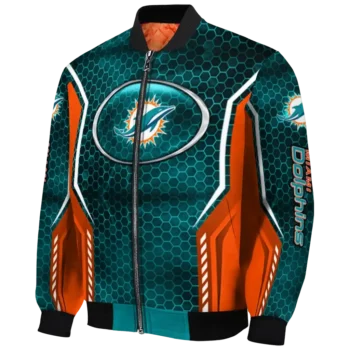 customized miami dolphins power plate aqua bomber jacket best selling