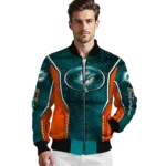 customized miami dolphins power plate aqua bomber jacket best selling