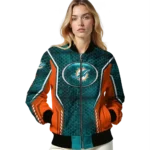 customized miami dolphins power plate aqua bomber jacket best selling
