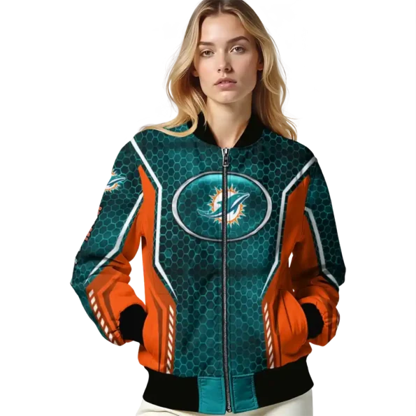 customized miami dolphins power plate aqua bomber jacket latest model