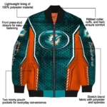 customized miami dolphins power plate aqua bomber jacket best selling