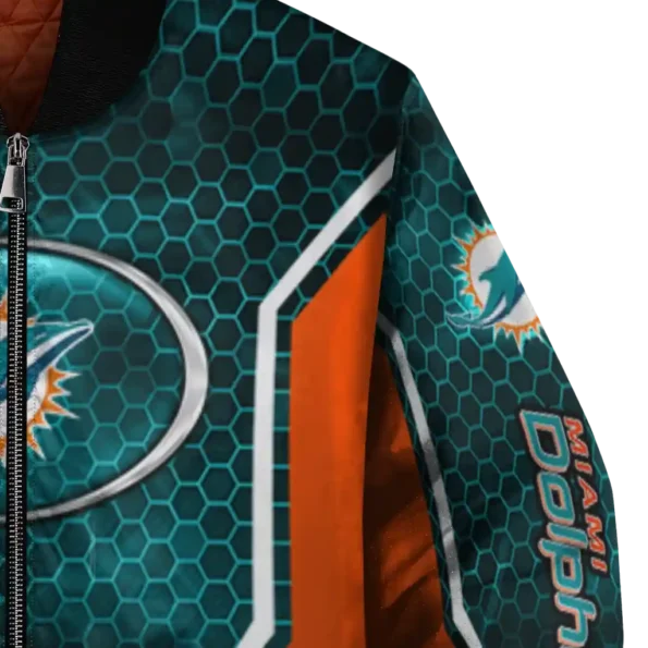 customized miami dolphins power plate aqua bomber jacket premium grade