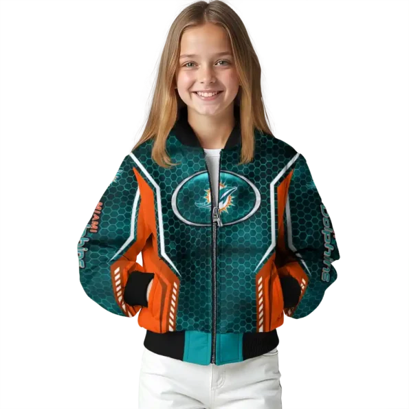 customized miami dolphins power plate aqua bomber jacket top rated