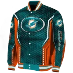 customized miami dolphins power plate aqua varsity jacket best selling