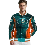customized miami dolphins power plate aqua varsity jacket best selling