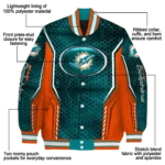 customized miami dolphins power plate aqua varsity jacket best selling