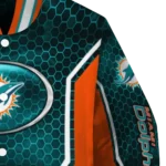 customized miami dolphins power plate aqua varsity jacket best selling