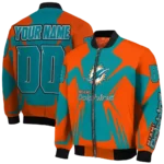 customized miami dolphins spider mark aqua red crocs bomber jacket best selling