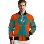 customized miami dolphins spider mark aqua red crocs bomber jacket best selling