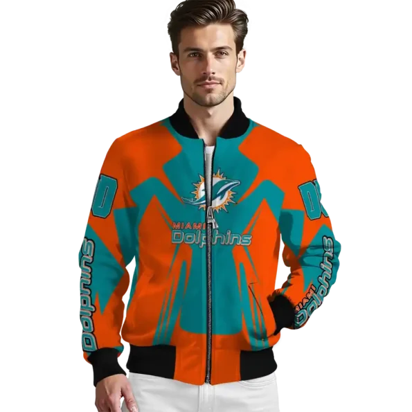 customized miami dolphins spider mark aqua red crocs bomber jacket high quality