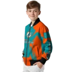 customized miami dolphins spider mark aqua red crocs bomber jacket best selling