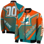 customized miami dolphins star burst aqua bomber jacket best selling