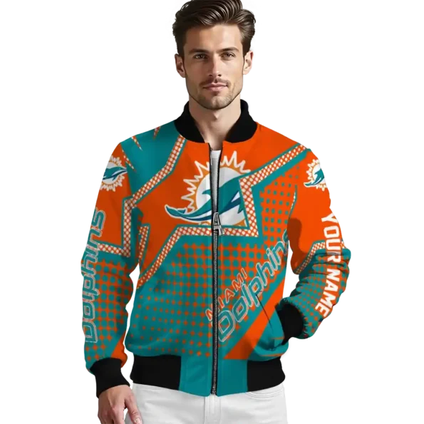 customized miami dolphins star burst aqua bomber jacket high quality