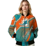customized miami dolphins star burst aqua bomber jacket best selling