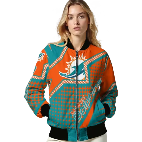 customized miami dolphins star burst aqua bomber jacket latest model