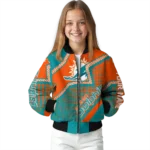 customized miami dolphins star burst aqua bomber jacket best selling