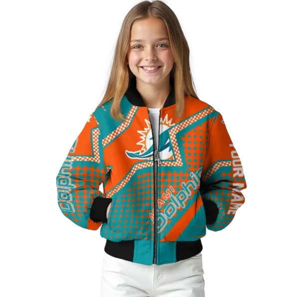customized miami dolphins star burst aqua bomber jacket top rated